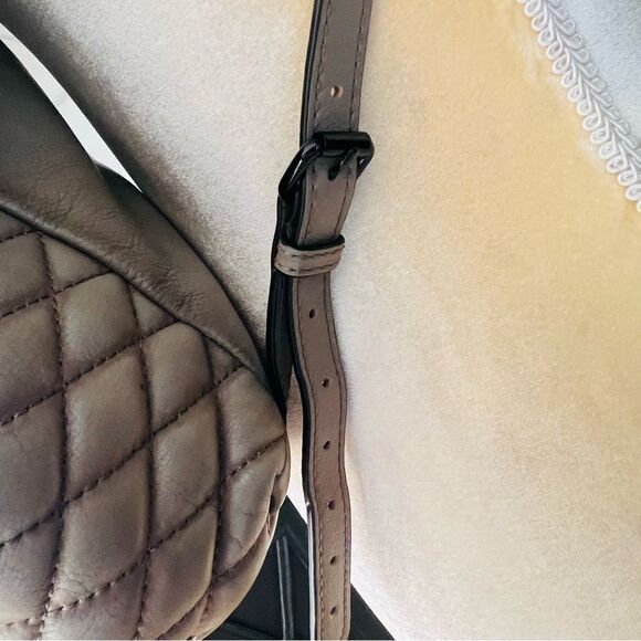 REBECCA MINKOFF QUILTED LOVE LEATHER BACKPACK PURSE,‎ Tan/Gray, Luxury main image 13